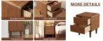 Mid-century solid walnut nightstand with drawer in bedroom setting