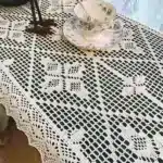 Crochet Cotton Linen Blend Table Runner, Retro Side Table Hollow Tablecloth, Lace Edge, Home Decor – styled in a modern