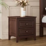 Modern 2-drawer nightstand with eco-friendly MDF and solid wood for bedroom storage