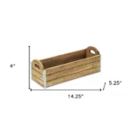 HMS 14" Brown Solid Wood Desk Organizer Office Tray with Pen Holder for Office or Living Room Storage – top view