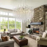 Modern crystal chandelier ceiling light fixture with waterfall tree branch design in dining room