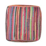 Goldoma 18" Red Black Striped Cube Pouf Ottoman - Foldable Foot Stool & Extra Seat – styled in a modern Ottomans &