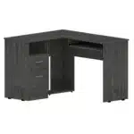HMS 41" Gray L-Shaped Computer Desk with Two Drawers Modern Design Solid Wood Metal Assembled for Bedroom or Living Room Use