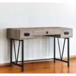 HMS 24" Taupe and Black Wooden Gaming Desk Computer & Laptop Table with Three Drawers Foldable & Storage Features