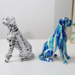 Rear view of the boxer dog resin ornament with splash art.