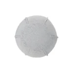 Gray cotton patchwork pouf ottoman with foldable storage bench in a kids bedroom