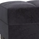 Goldoma 52-inch tufted storage ottoman in black and brown microfiber with hidden storage compartment
