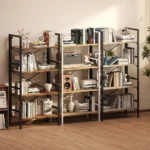 Folding Bookshelf,4 Tier Bookcase Foldable Shelf with X-Bracket Design, Adjustable Feet, Space Saving Storage
