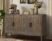 Modern farmhouse sideboard buffet cabinet with 4 doors and adjustable shelves in living room