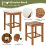 5-Piece Outdoor Bar Set with Acacia Wood Table and Cushioned Stools – styled in a modern Outdoor Tables setting