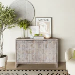 Accent Farmhouse Style 3 Door Wooden Cabinet Sideboard Buffet Server Cabinet Storage Cabinet, for Living Room - Image 4