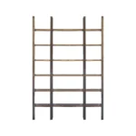 HMS Brown Six-Tier Bookcase Solid Wood and Iron Construction Elegant Sixty-Eight Inch Bookshelf – styled in a modern Office