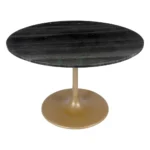 Goldoma 47-inch modern gold dining table for 4 with pedestal base in a bright dining room