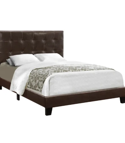 Goldoma Gray Full Upholstered Linen Bed Frame with tufted headboard in a stylish bedroom setting