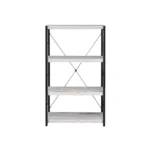 HMS 43" Four Tier Etagere Bookcase Antiqued White and Black Metal with Wood Four Tier Bookshelf – side view