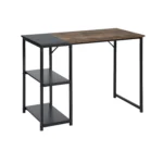 HMS 39" Brown and Black Wood and Metal H-Shape Computer Desk Stylish Office Desk – side view