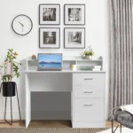 110*50*95cm Particleboard Paste Triamine Desktop Storage Layer Three Drawers Computer Desk White Wood Grain – base detail