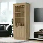 HMS 70 Rustic Brown Bar Cabinet with Wine Storage for Home Nordic and Modern Design Wood Iron Oak Material for Dining – side