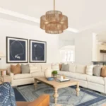 Boho Hand Woven Rattan Chandelier, UL listed Large Pendant Light for Kitchen Island Dining Room Living Room – base detail