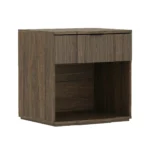 Walnut nightstand with open shelf storage for bedroom use - modern design