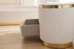 Goldoma modern white nightstand with drawers, two-tone design with adjustable shelf and sleek handles