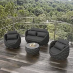 Modern Outdoor Sofa Tea Table Set for Villa Leisure Durable Metal Furniture for Balcony Garden Courtyard Bedroom/Dining