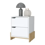 Ralston 2 drawer nightstand in white and macadamia wood modern bedroom storage