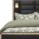 Goldoma Queen Bed Frame with Black Faux Crystal Bling and LED Lights