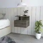 Floating Nightstand One Drawer Dark Walnut Finish – side view