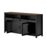 59.3'' Modern Kitchen Sideboard with Sliding Barn Door and Mesh Panels Eco-Friendly Durable Buffet with Open Storage - Image 6