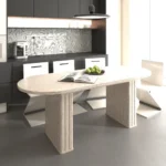 Modern extendable oval dining table for 8 people with MDF strip base - Goldoma
