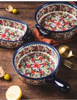 Ceramic Bakeware Bowls Polish Style Hand-painted Kitchen Tableware Salad Dessert Steak Pasta Plate Fruit Tray Decoration - Image 29
