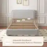 Goldoma French Modern Luxury Upholstered Bed Frame – King Size with Solid Oak Wood Frame – top view