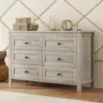 Goldoma Mid-Century Modern Solid Pine Wood 6-Drawer Dresser - TV Stand for Bedroom & Living Room