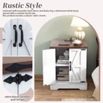 Rustic end table with USB charging station and farmhouse wood finish
