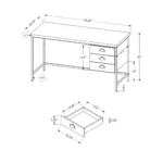 HMS 24" Modern Computer Desk with Three Drawers Brown Black Finish Foldable Design for Hotels Made of Wooden Metal Glass