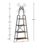 4-Tier Bookshelf Metal Frame Display Storage Shelves Windmill Design for Living Room Home Office Glass Oak FCJ Bookcase