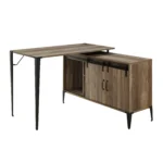 HMS 48" Convertible L-Shape Writing Desk Ergonomic Office Desk with Drawer Extendable Wooden Metal for Home Office Brown