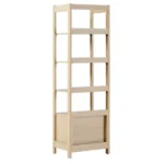 FCJ Oak Transitional Narrow Bookshelf with Drawer for Home Office Workshop Living Room Melamine Wood Style for Book Storage