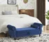 Goldoma Modern Velvet Convertible Storage Ottoman with Pillow - Navy Blue