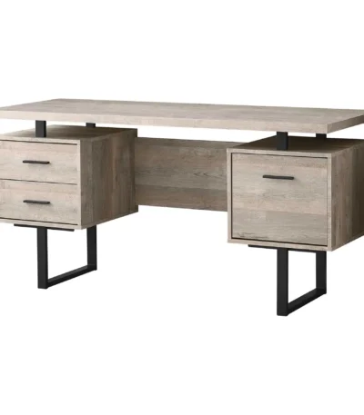 HMS 24" Brown and Black Office Desk with Three Drawers