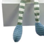 HMS 32" Blue and White Fabric Christmas Sitting Gnome Tabletop Sculpture for Home or Office Decor – close-up detail