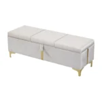Goldoma adjustable height velvet storage ottoman in living room as footrest with hidden storage