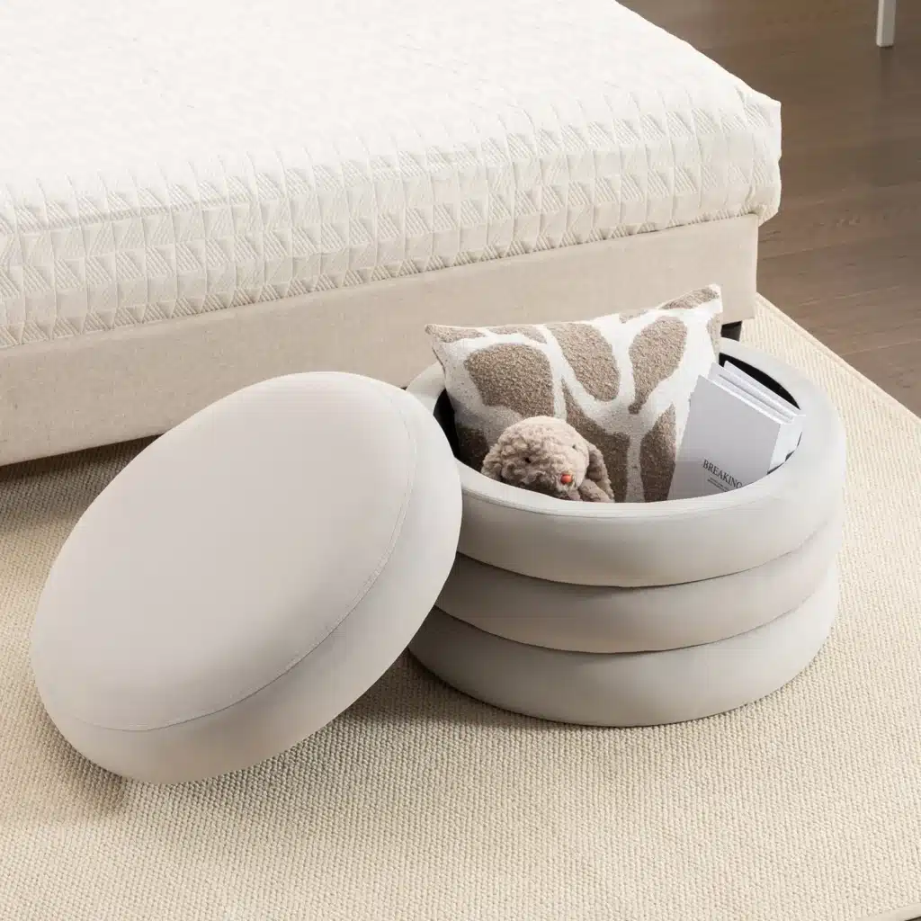 Goldoma Fabric Upholstered Ottoman with Hidden Storage