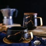 Coffee Mugs Marble Gold Inlay Mug Breakfast Mug Office Home Drinkware Milk Cup Dropshipping – styled in a modern Tabletop