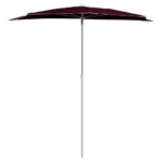 VidaXL W2B Garden Half Parasol with Pole 70.9"x35.4" Bordeaux Red Sun Shelter – side view
