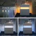 Goldoma LED Nightstand with 3 Drawers and Acrylic Top – close-up detail