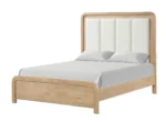 Goldoma adjustable king bed with oak wood frame and channel padded headboard in a modern bedroom setting