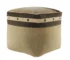 Goldoma 20-Inch Brown Cotton Striped Pouf Ottoman - Foldable Footrest & Extra Seat
