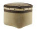 Goldoma 20-Inch Brown Cotton Striped Pouf Ottoman - Foldable Footrest & Extra Seat